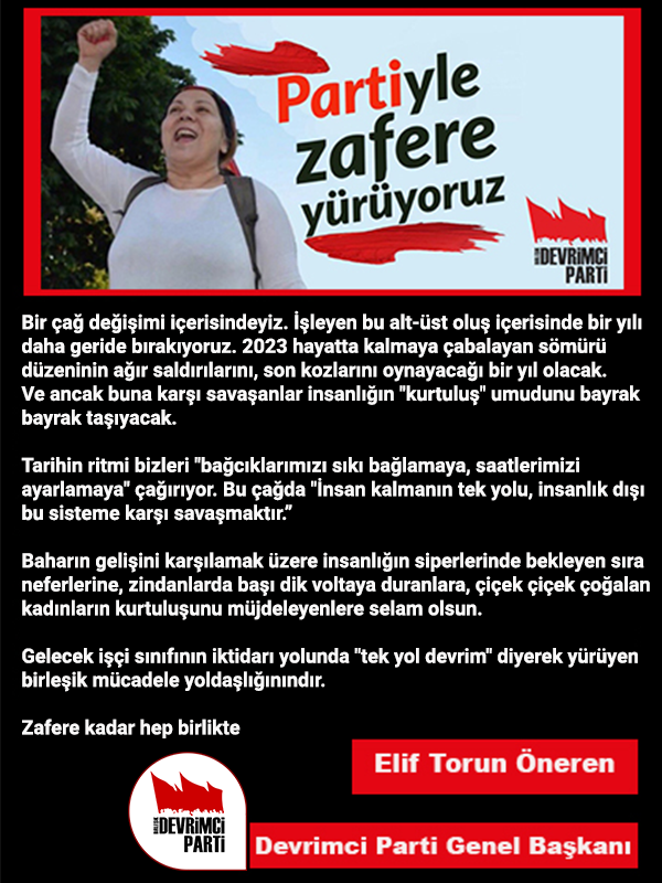 BDevrimciParti's tweet photo. Tarihin ritmi bizleri "bağcıklarımızı sıkı bağlamaya, saatlerimizi ayarlamaya" çağırıyor. Bu çağda "İnsan kalmanın tek yolu, insanlık dışı bu sisteme karşı savaşmaktır.” 

Gelecek işçi sınıfının iktidarı yolunda "tek yol devrim" diyerek yürüyen birleşik mücadele yoldaşlığınındır. https://t.co/FUH02zi7W1