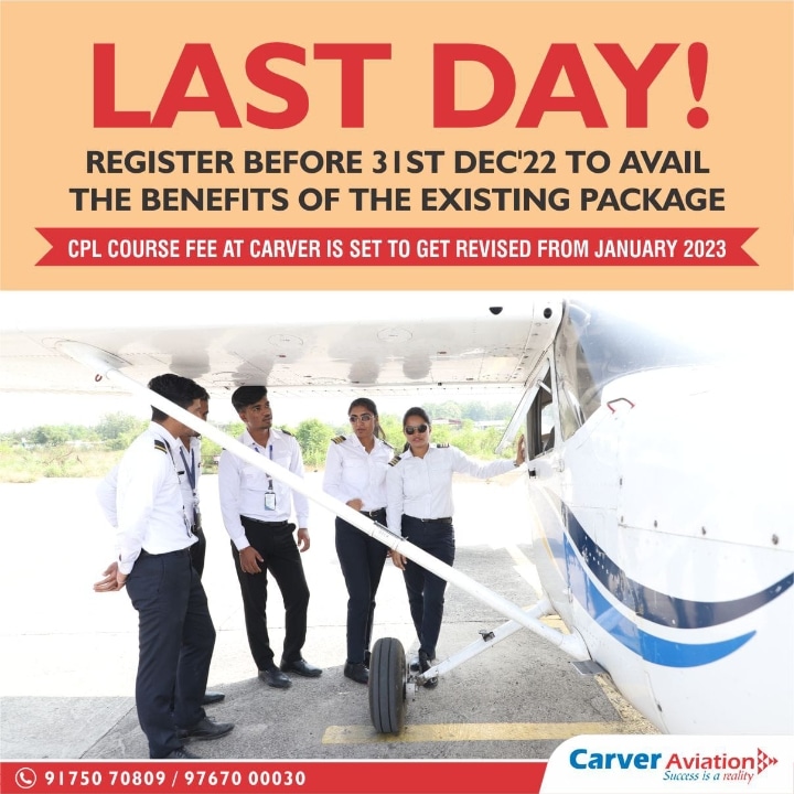 Carveraviation's tweet image. &quot;And the adventure begins....&quot;
The Academy of Carver Aviation gives you a special offer till 31st dec 2022.
Register now with the current package and book your seat for upcoming batches.
To know more, call us now
 9175070809 / 8855883100
#cpl #pilottraining #pilottrainingacademy