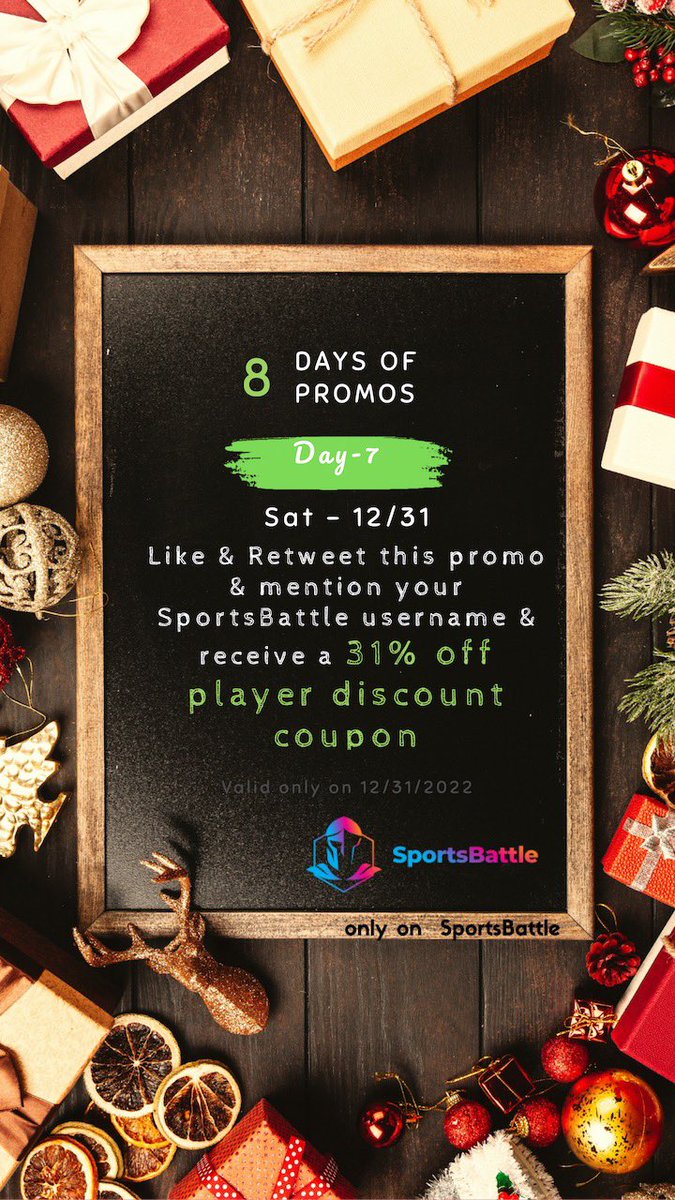 sportsbattleapp's tweet photo. Day 7 🔥

All you have to do is like and quote tweet this mentioning your SportsBattle username and you’ll receive a 31% off player discount coupon 🏷

#SportsBattle #NBAPicks #NFLPicks #PlayerProps https://t.co/uAbPK5RSrC