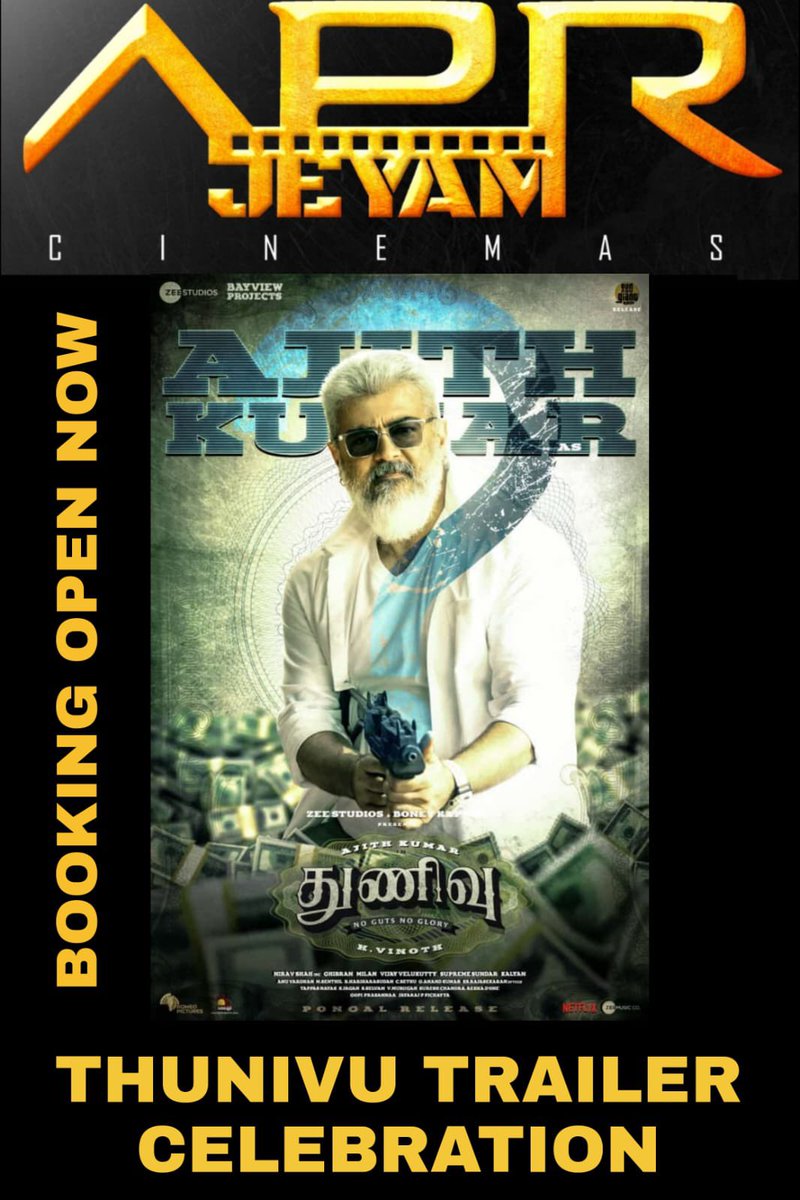 APR Jeyam Cinemas Madurai (@jeyamcinemasapr) on Twitter photo Are you Ready Dear AJITHians ?
Get ready for the Grand Celebration 🎉
Arrival of #AK 🔥 Bookings opens now
#ThunivuTrailerDay <a href="/BoneyKapoor/">Boney Kapoor</a> <a href="/ZeeStudios_/">Zee Studios</a> <a href="/RedGiantMovies_/">Red Giant Movies</a>
#ThunivuPongal2023 @MaduraiMovies
<a href="/AjithFCMadurai/">Madurai Online AFC</a> <a href="/Mdu_Theatres/">Madurai Theatre Listing</a> #Thunivu Are you Ready Dear AJITHians ?
Get ready for the Grand Celebration 🎉
Arrival of #AK 🔥 Bookings opens now
#ThunivuTrailerDay <a href="/BoneyKapoor/">Boney Kapoor</a> <a href="/ZeeStudios_/">Zee Studios</a> <a href="/RedGiantMovies_/">Red Giant Movies</a>
#ThunivuPongal2023 @MaduraiMovies
<a href="/AjithFCMadurai/">Madurai Online AFC</a> <a href="/Mdu_Theatres/">Madurai Theatre Listing</a> #Thunivu