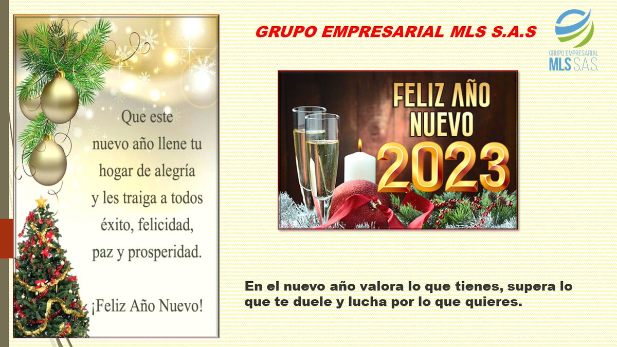 mlscol's tweet photo. La familia Grupo Empresarial MLS les desea un año nuevo, lleno de bendiciones, paz y prosperidad.
Damos gracias a Dios y a todas las personas que nos apoyan en nuestra labor para continuar creciendo, aportando a la comunidad y permanecer en el entorno. https://t.co/HrCZMN0Zc2