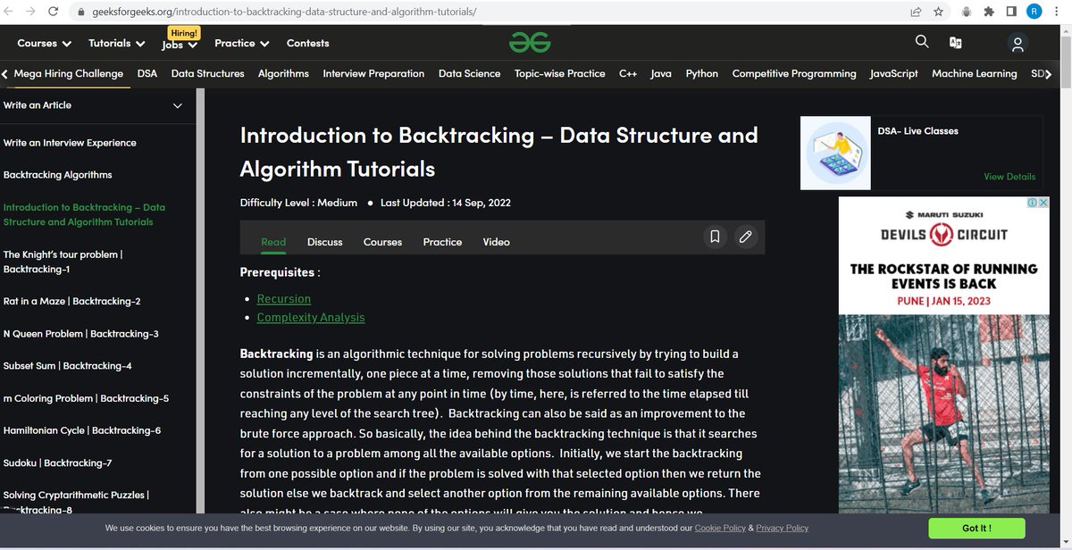 RutujaBhujbal28's tweet photo. Day 30 of #dsaindecember 
Learned about Backtracking which is an algorithmic technique for solving problems recursively by trying to build a solution incrementally.
@acmdypiemr 

#Day30 #dsaindecember #acmdypiemr https://t.co/IddsPUaGm7