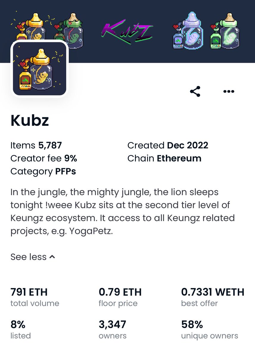 1/ Kubz by <a href="/keung/">Keungz</a> was using auction to set the price—its final price is 0.469Ξ and the current FP is ~0.8Ξ.

Auction may not be the most loved pricing mechanism but it is 💩 to say auction will hurt the community.

I don’t/can’t predict how Kubz (or any collections) will perform.