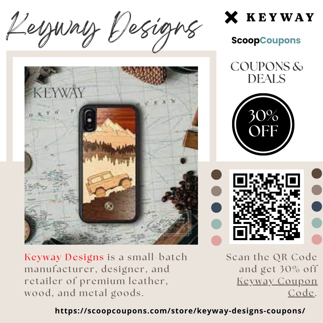 Keyway Designs Premium Leather, Wood, and Metal Goods
#Keyway #KeywayDesigns #PremiumLeatherGoods #PremiumWoodGoods #PremiumMetalGoods #Coupons #Discount #Christmas #NewYear #Deals

Scan the ScoopCoupons QR Code and get 30% off Keyway Coupon Code.
scoopcoupons.com/store/keyway-d…