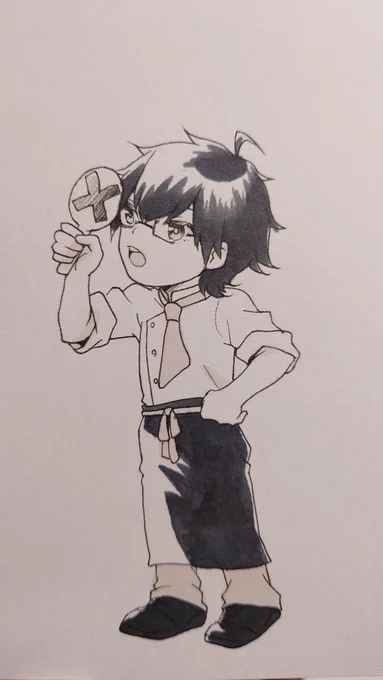 イラスト全体はこんな感じでした。突然席でハサミでチョキチョキする不審者で申し訳ない周りの席の人すみませんすみませんと思いながらセッティングしました…w 
