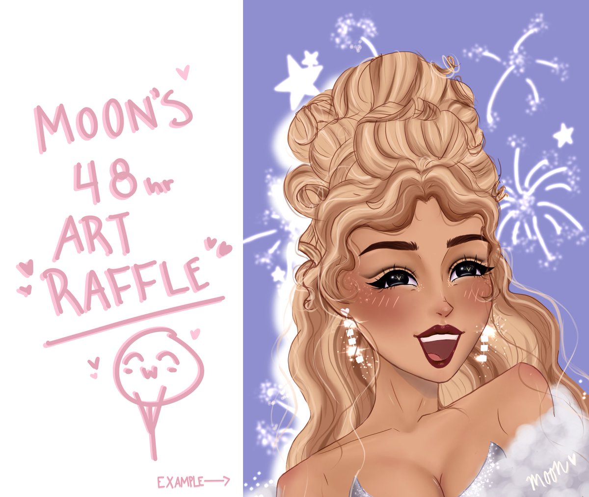 Moon ♡ Art Raffle 📌 On Twitter ⁠♡ New Year Art Raffle ⁠♡ 2 Winners Will Get A Half Body Of