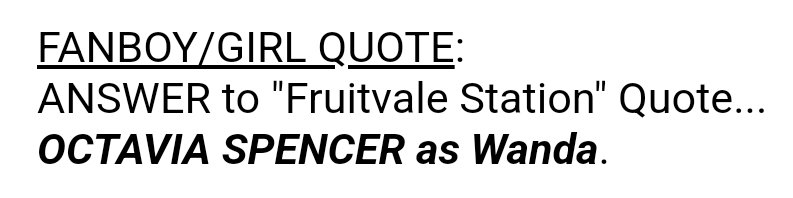 ANS: @ReelSmartMovies #MovieOfTheDay #FruitvaleStation (2013) @MichaelB4Jordan @Melonie_Diaz @OctaviaSpencer #KevinDurand @ChadMMurray @AhnaOReilly @Ariana__Neal519 @MichaelJamesENT @MrBridgett @CarolineLesley #KeenanCoogler #TrestinGeorge @JonezCain #RyanCoogler #MovieTrivia...