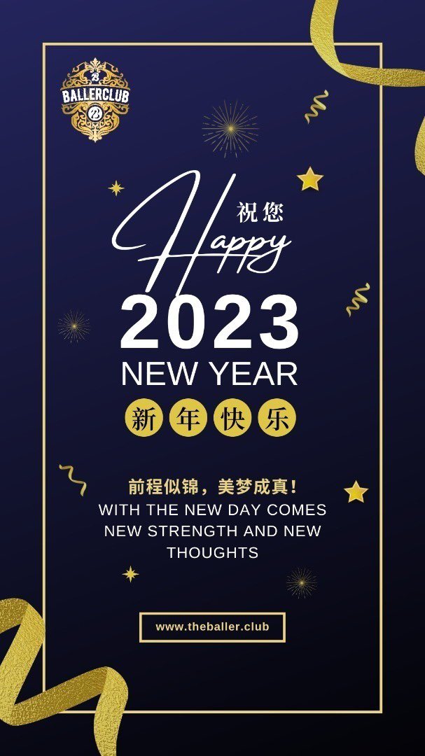 realballerclub's tweet photo. Wishing everyone a happy new year! Hope you had a great 2022, and onwards to greater things in 2023 ✨ https://t.co/fx4fuUuzyn