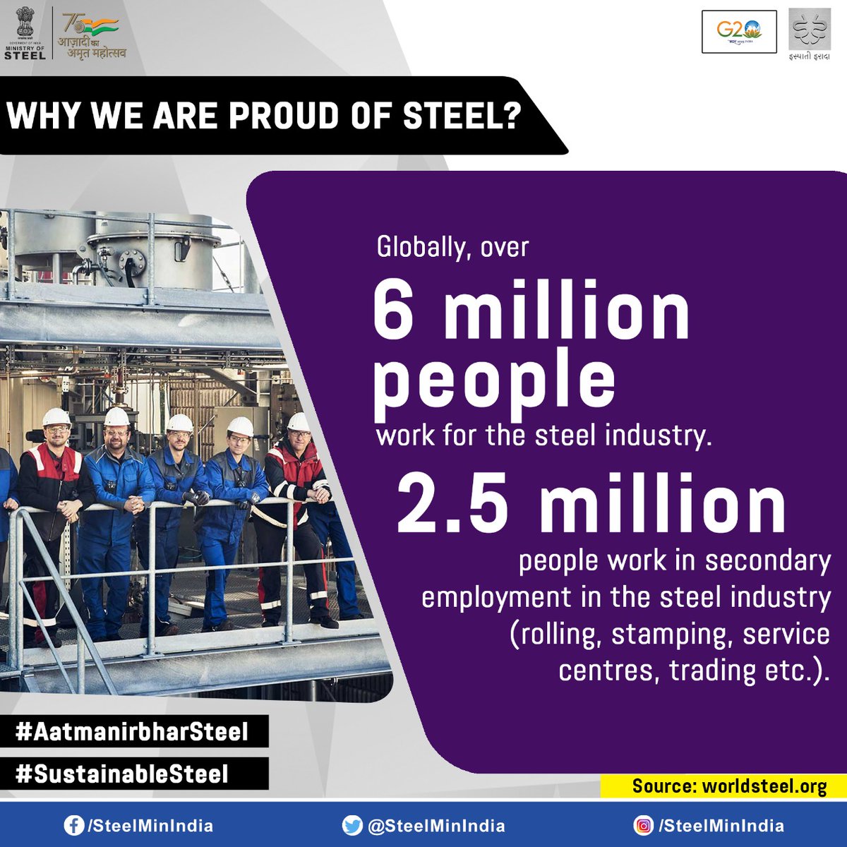 SteelMinIndia's tweet photo. Let's learn how steel contributes to a more green and sustainable future.
#SustainableSteel #AatmaNirbharSteel #IspatiGyan #SwitchToSteel https://t.co/H3WGOX8yXz