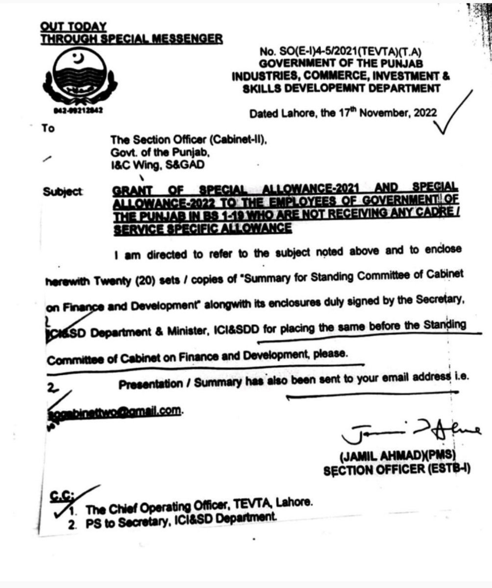 <a href="/HafizFarhatPTI/">Hafiz Farhat Abbas</a> Sir, You are the KEY person &amp; near to <a href="/ImranKhanPTI/">Imran Khan</a> kindly resolve TEVTA Employees issue regarding Despairty &amp; Special Allowance until pending from last 18 months.
Civil Employees under TEVTA already got these allowances in their salaries 
Favorable Consideration