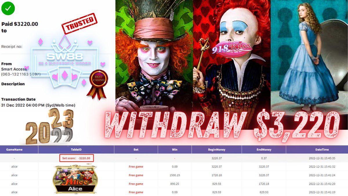 AusSw88's tweet photo. 💰 One of the SW88 Dear Member only deposit $100+3.88 to win $3,220.00💰

🎮 Product –918Kiss
🎰 Game Tip : Alice
💰 Deposit - $100+3.88
💰 Big Win - $3,220.00
⚠️Just Deposit 1 Time

🌟We Provide Best &amp; Fast Services , 100% Trusted Company
📲WhatsApp CS - https://t.co/YMq1nGQ3kO https://t.co/Wun5THrtR9