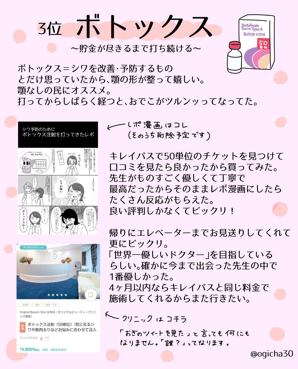 今年やって良かった美容医療ランキング作りました!
(クリニック公開してるけどPRじゃないよ) 