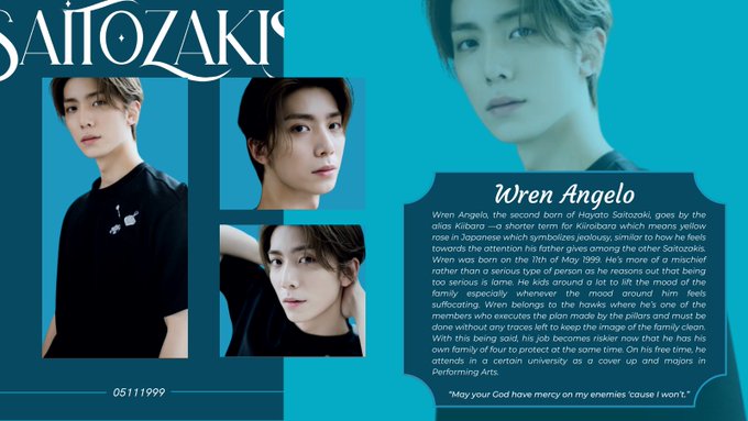 ㅤ ㅤ
ㅤ
     鷹 、 SAITOZAKI,     KIIBARA
      ────┈  A hawk of Hayato
     ʻ             TO  INSANITY           ’

ㅤ