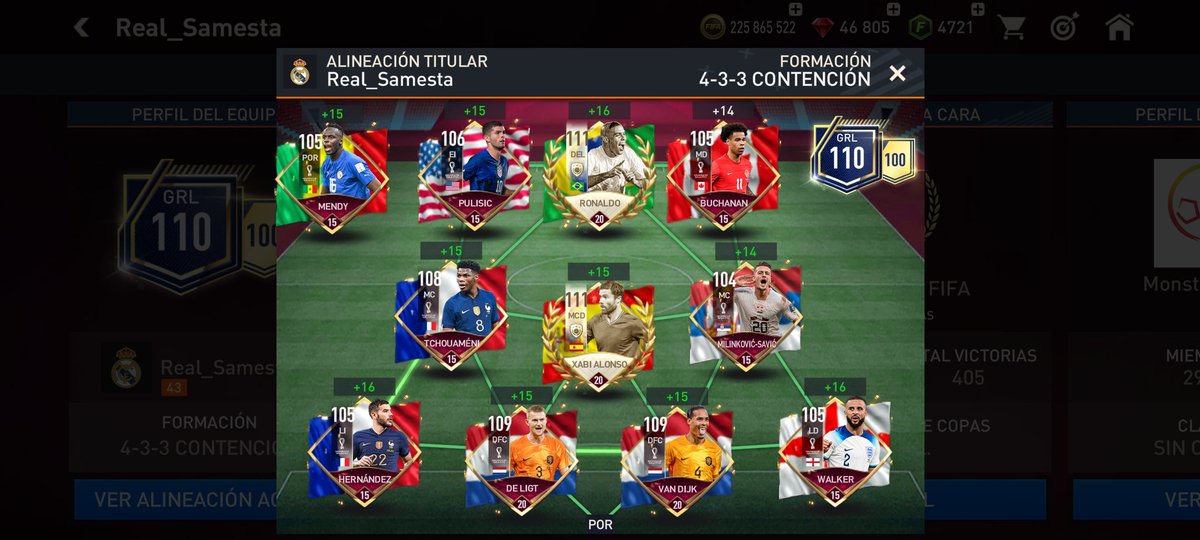 Ishitary's tweet photo. @EAFIFAMOBILE Señores de FIFA explíqueme cómo puedo tener un equipo así donde mi gral es 110 https://t.co/KfOK2353oz