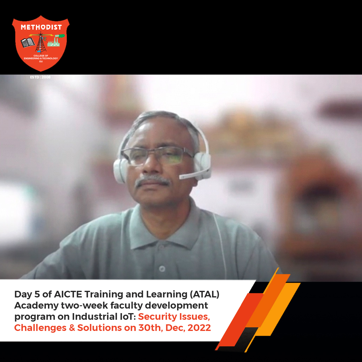 MCETHyderabad's tweet photo. Day 5 of #AICTE #Training and #Learning (ATAL) Academy two-week #Faculty development program in online mode on Industrial IoT: Security Issues, Challenges & Solutions on 30th, Dec, 2022 organised by #ECE Department.
#MCET #Development #Program #Event #ATAL #TrainingandLearning https://t.co/KxYAYb7DAs