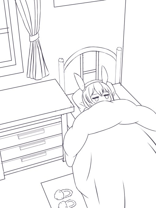 布団から出たくないアヤベさんを描いています 