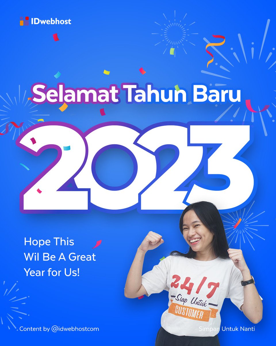 idwebhost's tweet photo. Selamat tahun baru 2023 Sahabat IDwebhost! π₯³
Semoga semua harapan bisa terlaksana ya π
#idwebhost #selamattahunbaru #tahunbaru #tahunbaru2023 #tahunbaru #website #domainmurah #domain #domaingratis #websitemurah #webhosting #web #hosting #bikinwebsite https://t.co/1DCu7DMCYs