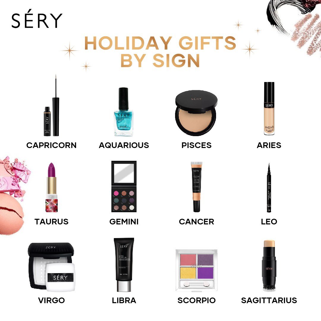 serycosmetics's tweet image. Celebrate the season of holidays and gifting with these picks for every sign. Comment down your sun sign.
.
.
#Sery #Serycosmetics #GetSetSery #veganmakeup #stickfoundation #newyear #newyeareve #parabenfree #cosmeticswelove #crueltytree #vegan #sunsigns #holidayseason