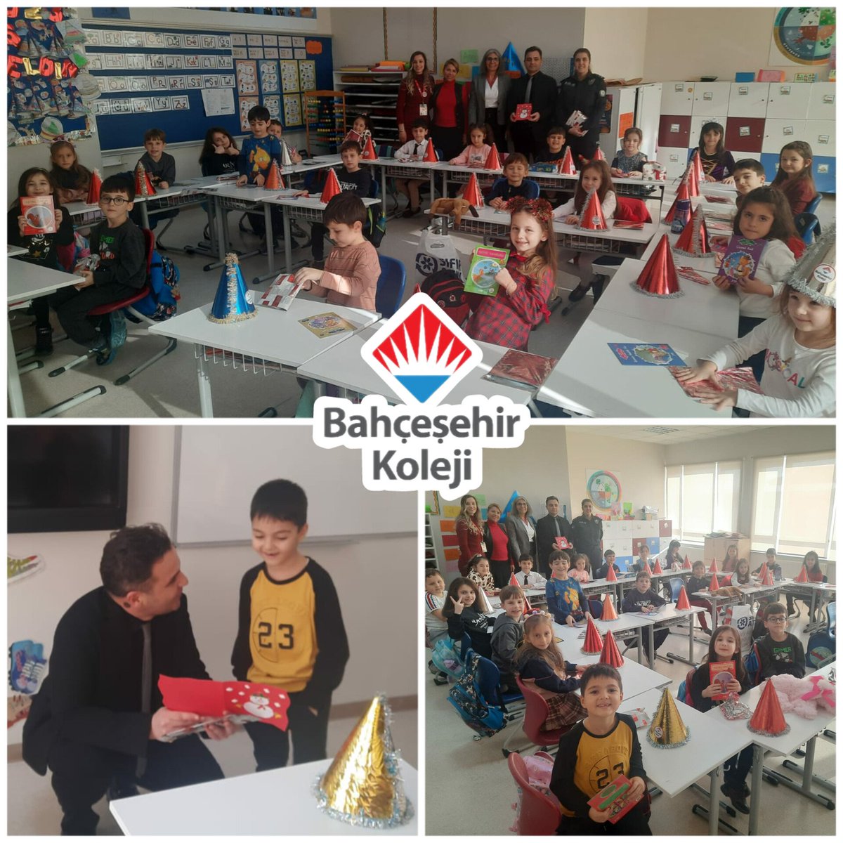 BKBANDIRMA's tweet photo. İlkokul öğrencimizin yeni yıl kutlama kartını alan İlçe Emniyet Müdürü Sayın Soner Duran okulumuzu ziyaret ederek hediyelerle öğrencimiz Yaman Benli'yi ve sınıf arkadaşlarını çok mutlu etti.❤️💙 https://t.co/Ix79SSFAPg