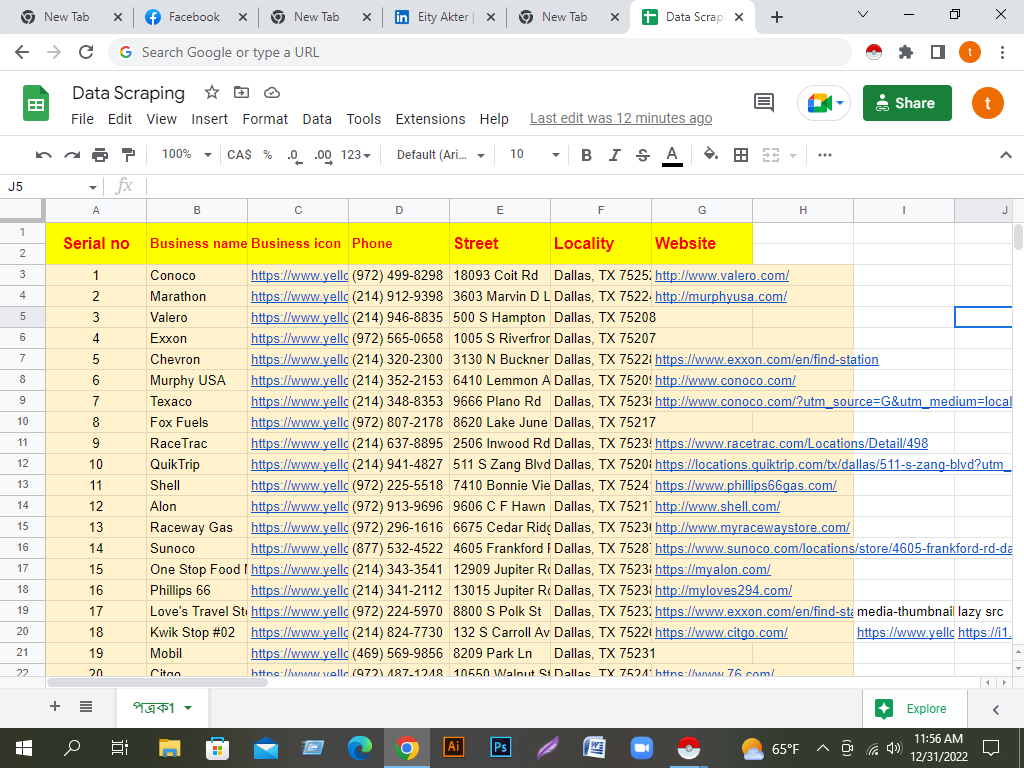 EityAkter22's tweet photo. 200 data scraping project.#DataScience  #datascraping #dataminig #leadgeneration  #webresearch #excel #onlinedataentry #copypaste https://t.co/tam5O5X8h3