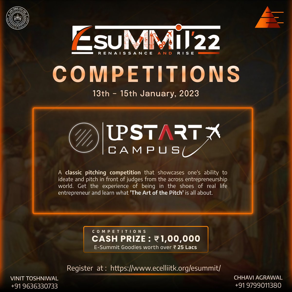 Upon the successful conduction of UpStart Nationals we extend the opportunity to campus community to pitch their idea to an esteemed panel.
Get the experience of being in the shoes of a real life entrepreneur!

Register Now unstop.com/competition/up…

#ecelliitk #iitkanpur #UpStart