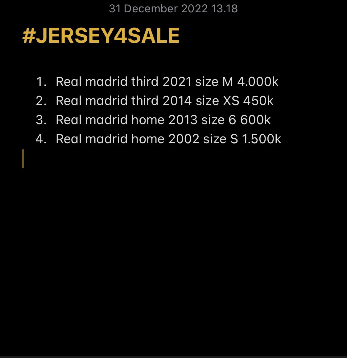 cahya_devianto's tweet photo. #jersey4sale
#210
Keterangan ada didalam foto
Detil &amp; nego monggo DM atau wa 0896.0166.0040
Tokped? OK
@Jerseyforum @realmadrid_jc @jerseysneil https://t.co/qLmvDnYwpA