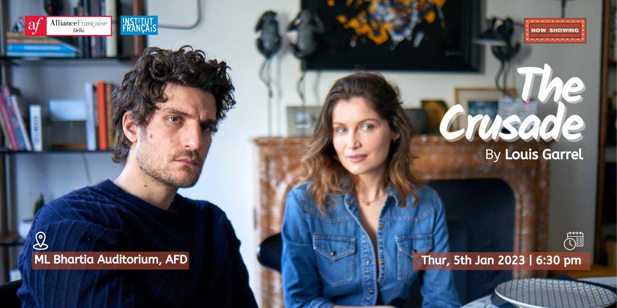 alliancefrdelhi's tweet photo. Alliance Française de Delhi-Ciné Club in association with Institut Français invites you to a film screening of - The Crusade (VO with English subtitles) by Louis Garrel.
🗓 5th Jan 2023
🕰 6:30 pm
📍ML Bhartia Auditorium, AFD
#Cineclub #AFDelhi #FrenchFilm https://t.co/l2Gy3Uh7qN