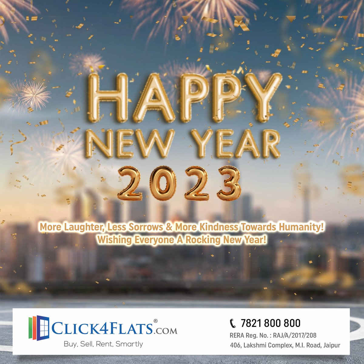 Click4Flats's tweet image. Team Click4flats.com wishes all a very Happy New Year 2023.
#HappyNewYear #HappyNewYear2023 #india #jaipur #Click4flats