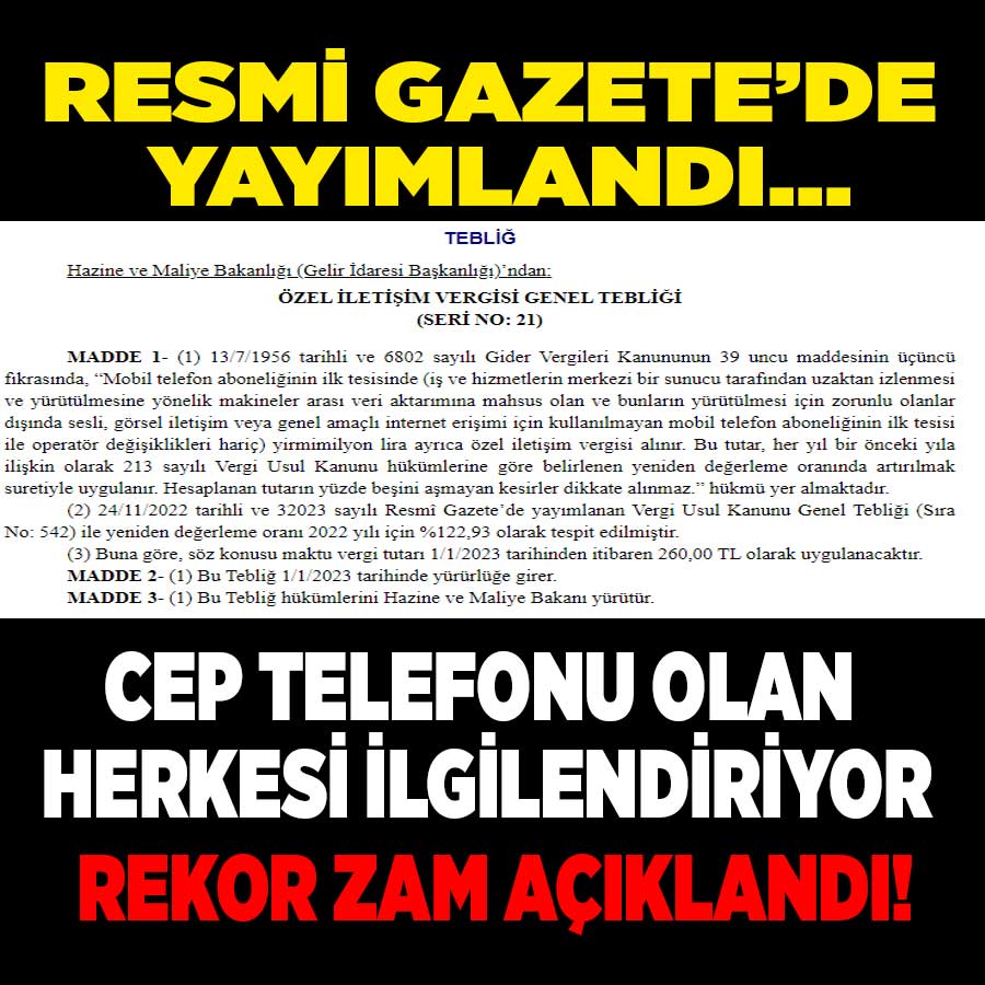 Cep telefonu olan herkesi ilgilendiriyor! Resmi Gazete'nin mükerrer sayısında yeni zam kararı
emlak365.com/finans/cep-tel…