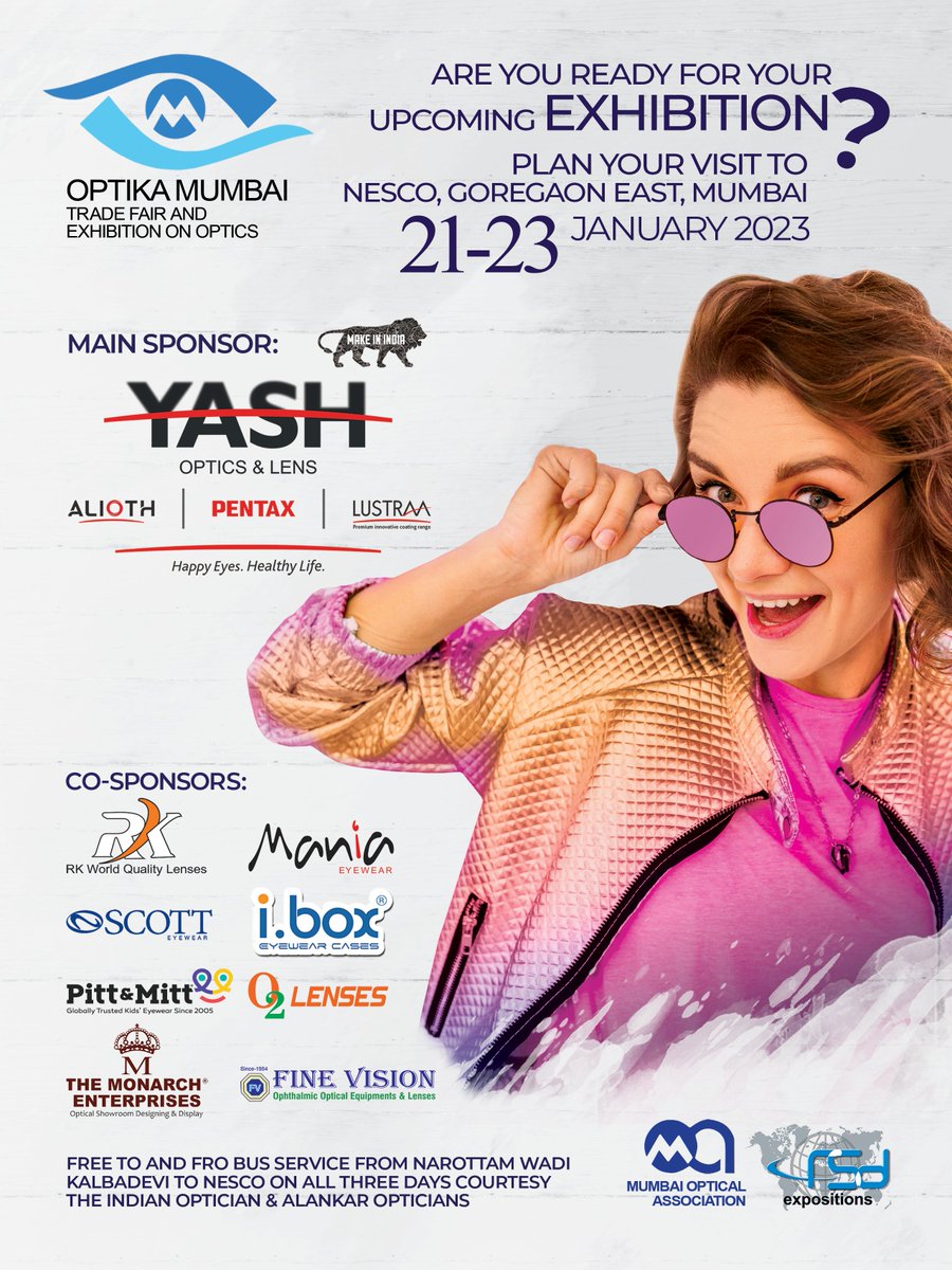 OpticianJournal's tweet photo. #optika #optikamumbai #optikaexhibition #optikaeyecare #Inoptics #tiodel #eyewear #eyecare #spectacles #sunglasses #contactlenses #optics #optometry #opthalmology #optometryjournal #brand #eyewearfashion #style #optical #optician #optometrist #ocularhealth #seminar #glasses https://t.co/RBbQtL0e5S