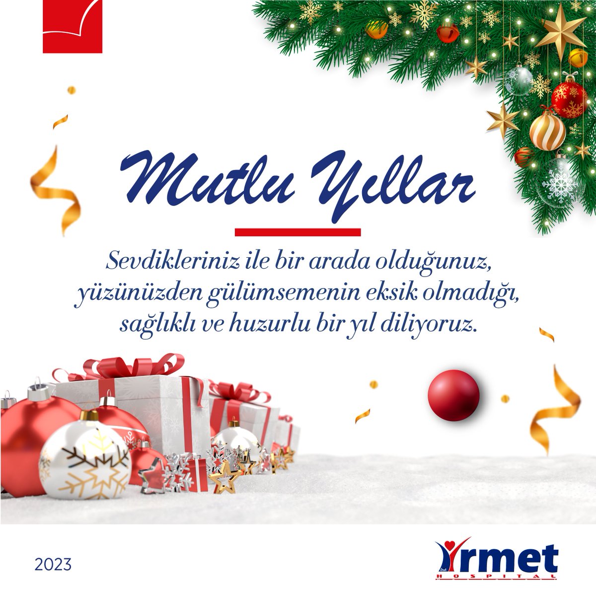 Sevdikleriniz ile bir arada olduğunuz, yüzünüzden gülümsemenin eksik olmadığı, sağlıklı ve huzurlu bir yıl diliyoruz.
#2023 #YeniYıl #irmethospital
