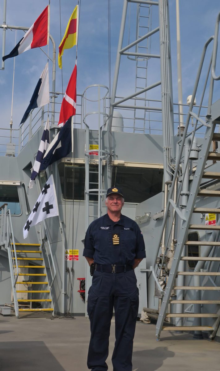 Commanding Officer of RFA Cardigan Bay, Captain S.C. Booth RFA, pictured prior to his final pilotage ahead of his impending retirement. Fair winds and following seas.