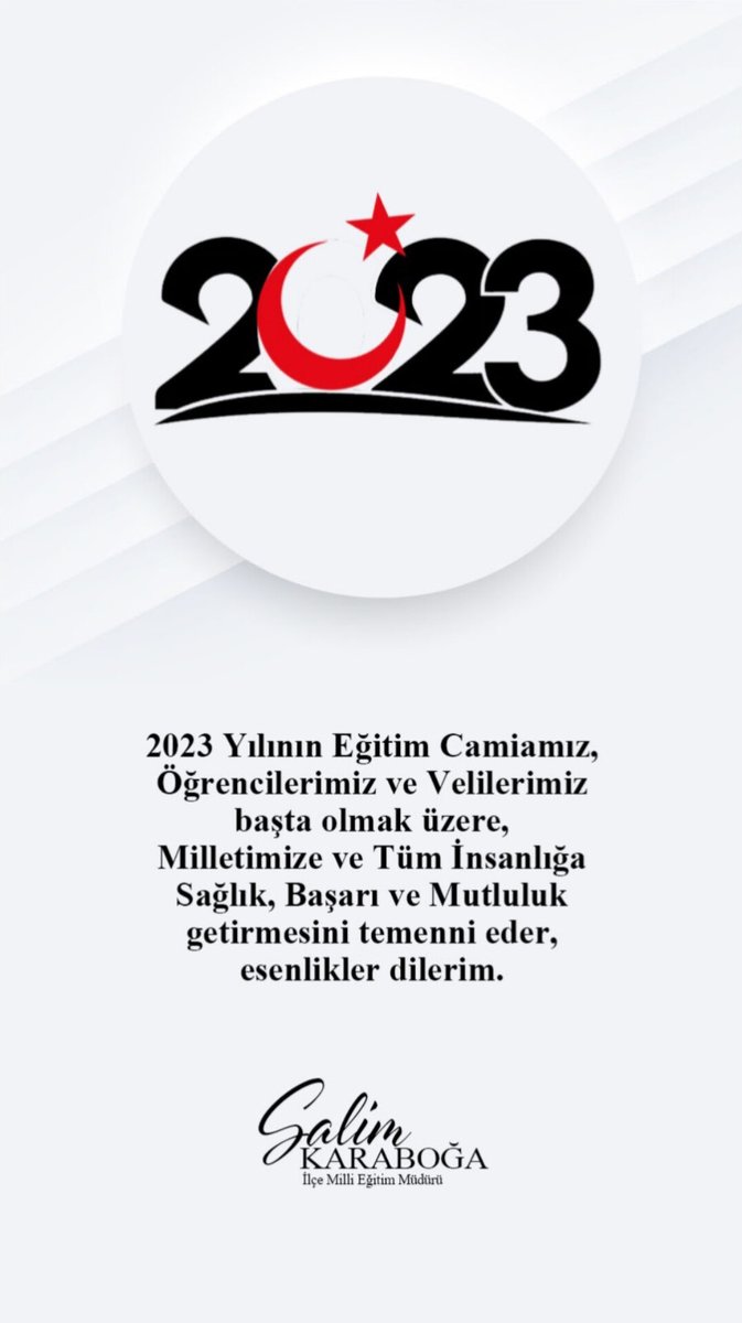 MEMTavsanli's tweet photo. 2023 Yılının Eğitim Camiamız, Öğrencilerimiz ve Velilerimiz başta olmak üzere, Milletimize ve Tüm İnsanlığa Sağlık, Başarı ve Mutluluk getirmesini temenni eder, esenlikler dileriz. https://t.co/hjKN7YQhZ9