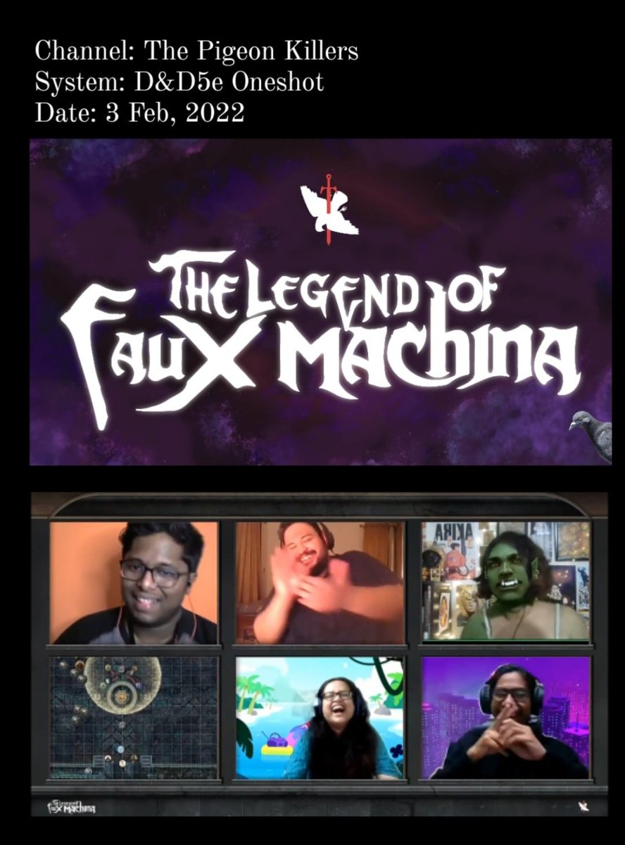 KumiKuriosities's tweet photo. The best part about this parody was that none of the players had actually watched @CriticalRole 's #VoxMachina ! 

@googleonIE @chaonoideng joined us for the first time, keeping up the true chaotic nature of our games! 

Here's what #FauxMachina got up to:
https://t.co/bF8oXoQvMW https://t.co/DfJZG53k3x