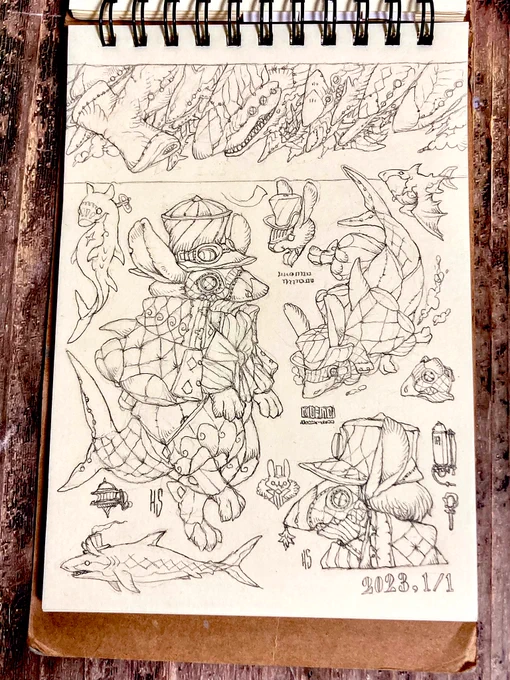 今年の書き納め1ページ*
サメの上を渡るんじゃ無くて一緒に泳いじゃうくらい元気よく来年は過ごしたいです♪

皆さんも良いお年を! 