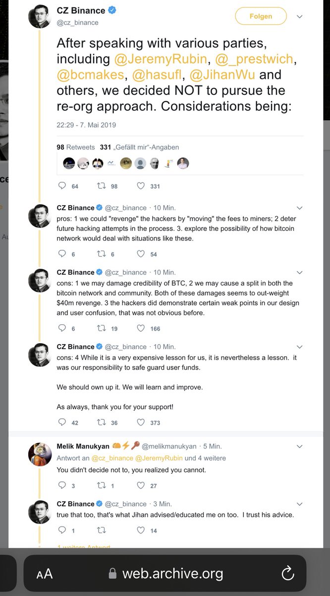403NRG's tweet photo. Who remembers when CZ was about to attempt a rollback on BTC (essentially getting miners to come together and reject certain blocks) after someone stole 7000 bitcoin from Binance. #Bitcoin https://t.co/U3Yr6Mm62p
