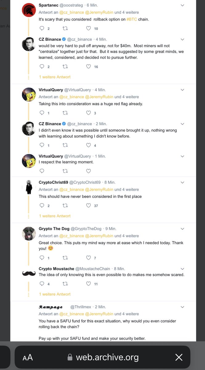 403NRG's tweet photo. Who remembers when CZ was about to attempt a rollback on BTC (essentially getting miners to come together and reject certain blocks) after someone stole 7000 bitcoin from Binance. #Bitcoin https://t.co/U3Yr6Mm62p