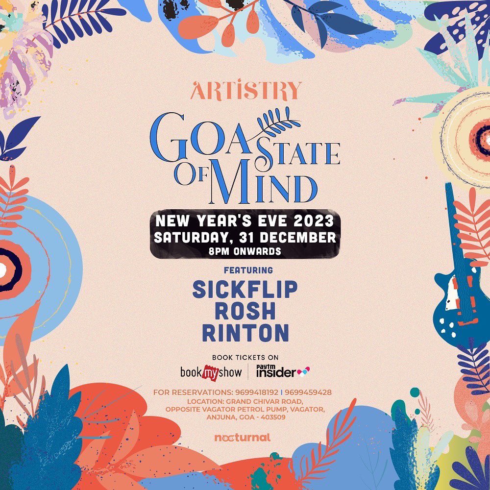ArtistryLiveX's tweet photo. First NYE at Artistry, Goa brining in 2023 in style with @sickflipper, Rosh and Rinton #GoaStateOfMind 
Tix -> https://t.co/pfCuDdKzzL https://t.co/fzgVzejI9S