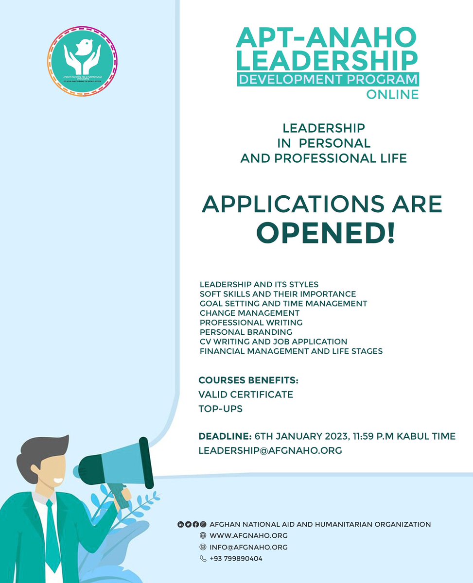 anaho100's tweet photo. 2/1 The program is intended for university students (male/female). The program will help you learn how to influence those around you and will guide you through identifying your core leadership practice and mission.

The application form’s link: https://t.co/68cGbGpirA https://t.co/GPE6zXZFb3