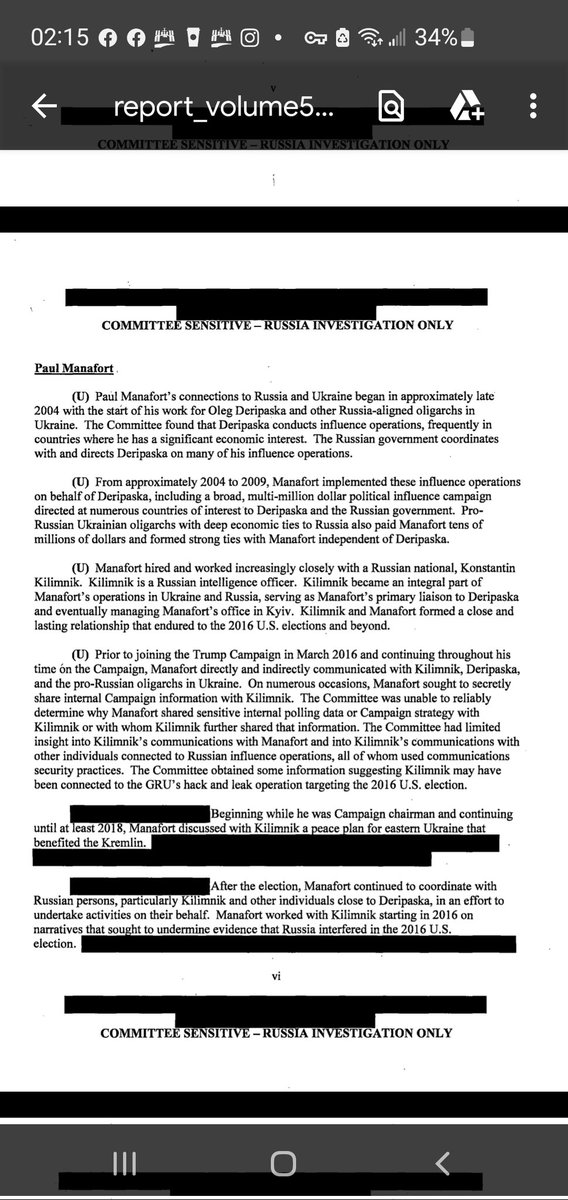 ODigger46's tweet photo. @dogturd70 @Susi52329539 @Andrews42F @ericareport The first page of section 5 of the Mueller Report. https://t.co/v651NVWJi9