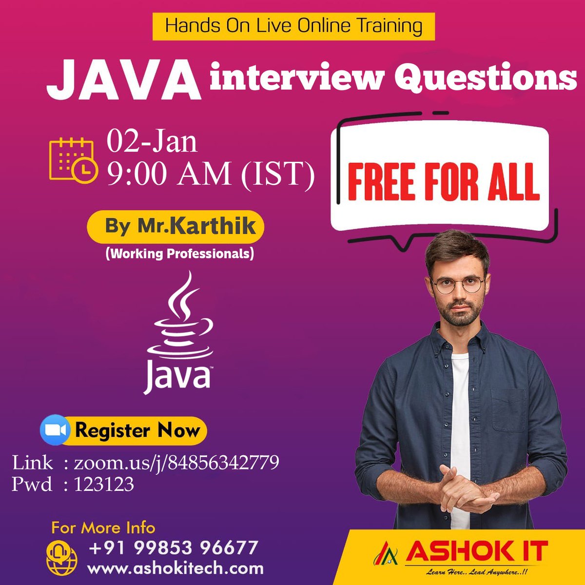ashokitschool's tweet image. 🛑 NO FEE🛑
✍️ Enroll Now : bit.ly/3UJb3gD
👉 Workshop On 02nd-Jan @ 9:00 AM IST
👉 Join Us In Telegram : bit.ly/3iP2KyA
🌐 Visit : ashokitech.com
📞 Contact Us : ashokitech.com/contact-us
#javainterviewquestions #java1.5 #java17 #java #workshop #ashokit