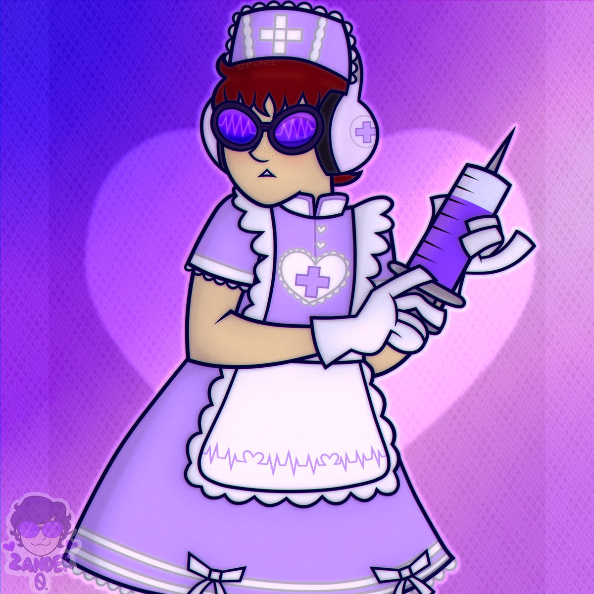 ZER08EAT's tweet photo. So a while back I found this cute nurse dress on Pinterest, so I drew Indigo wearing it. 💜
#jetsetradio #jetsetradiofuture #jsrfmp #artistsontwitter https://t.co/Bhn2pGun9v