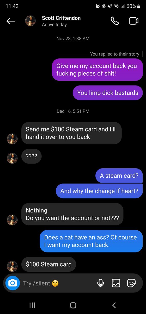scottythe1's tweet photo. @instagram you guys just let scammers extort your members? That's what we doing nowadays? https://t.co/Wr6qgQKR6a