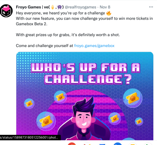 Monkcrypto1's tweet photo. I'm up for this challenge! i have a lot of faith on @froyo games community! especially their gamebox! i will definitely give my best and enjoy their games! https://t.co/RscTWjMH1u