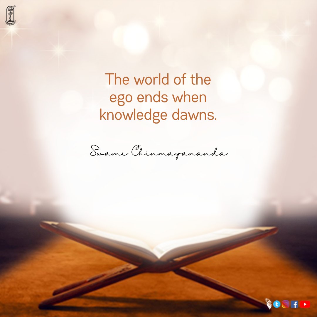 Chinmayananda's tweet photo. The world of the ego ends when knowledge dawns.
- Swami Chinmayananda
ज्ञान का उदय होने पर अहंकार की दुनिया समाप्त हो जाती है।
#chinmayaquotes #motivationalquotes #inspirational #mindfulness #spirituality #spiritualawareness #life #motivation #lifequotes #ego #endego #faceworld https://t.co/i54rFFJvBe