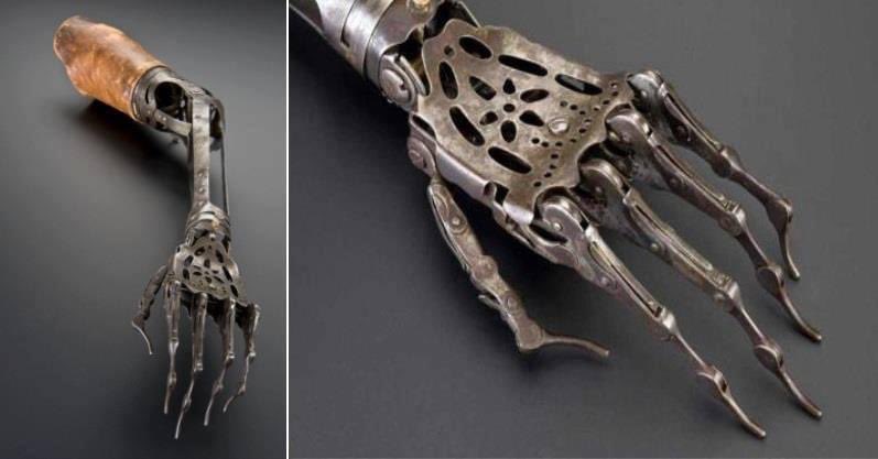 scienceshistory's tweet photo. ARTIFICIAL LEFT ARM, EUROPE, 1850-1910
Made from steel and brass, this unusual prosthetic arm articulates in a number of ways. The elbow joint can be moved by releasing a spring, whereas the top joint of the wrist allows a degree of rotation and an up-and-down motion. https://t.co/FmEcc5yhbV
