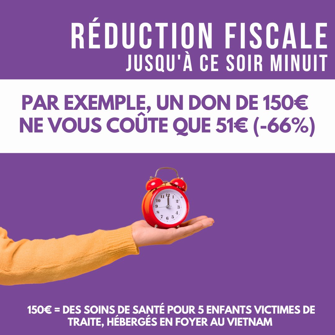 [#Defiscalisation ] 🕑 Tic Tac… plus que quelques heures pour bénéficier d’une réduction d’impôts sur vos revenus 2022 grâce à votre don. 

👉 Faites un don avant le 31 décembre minuit don.planete-eed.org/donnez-defisca…

#dons #le31 #enfance #urgence #infos #education