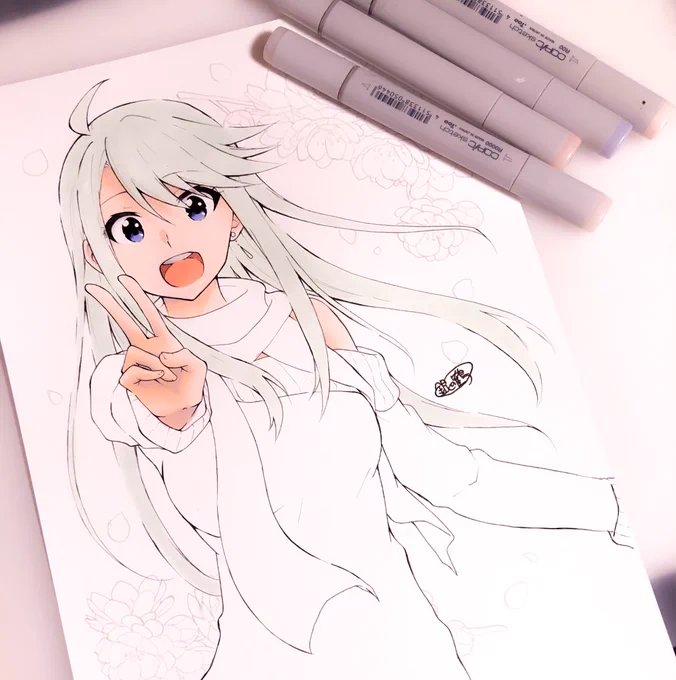 とても珍しい青髪の恵美さんです(ただの下塗りなのでこの青色が徐々に茶髪になっていきます) 