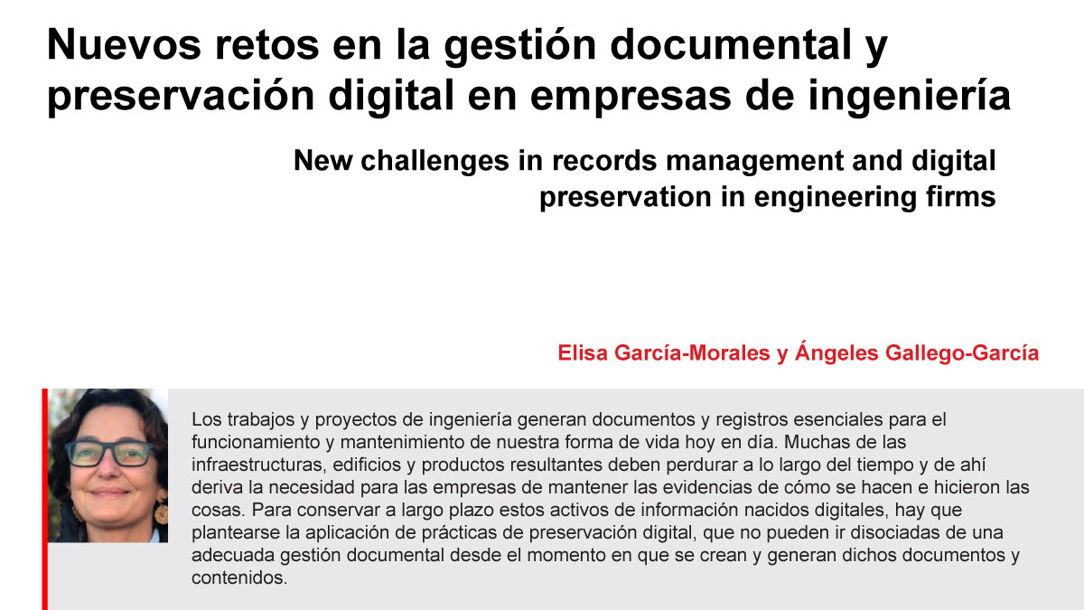 thinkepi's tweet photo. Nuevos retos en la gestión documental y preservación digital en empresas de ingeniería. Un #ThinkEPI de @inforarea
 y Ángeles Gallego-García

▶️ https://t.co/B79jV5vxBS

 #Preservacióndigital #Gestióndocumental #ingeniería #Proyectosdeobras #Ingenieríaaeronáutica https://t.co/Y2kbxRH22x