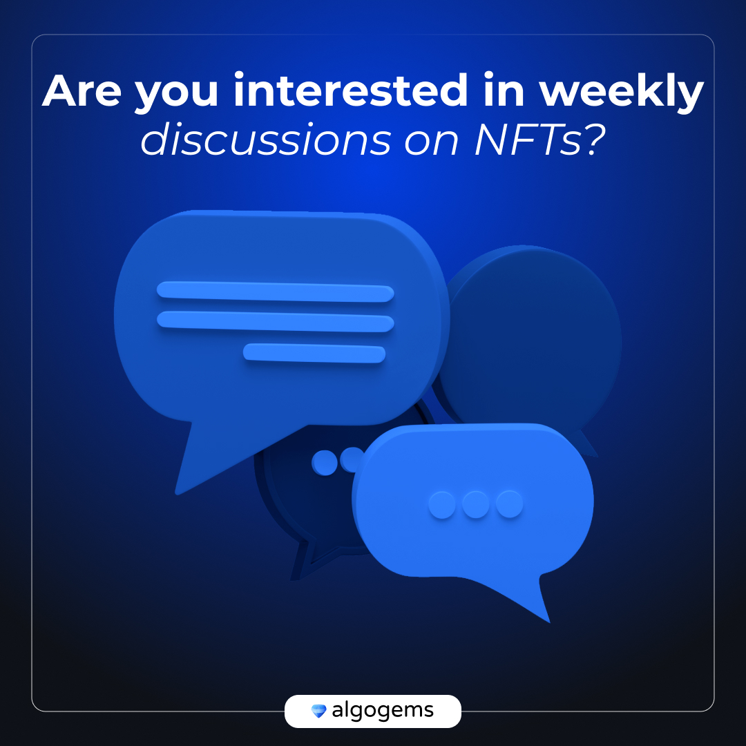 AlgogemsNFT's tweet photo. Who’s ready for a weekly Algogems discussion?! 🤔 We want to know what you think! Tell us in the comments below and check us out for all your NFT trading needs! 🔥 https://t.co/TX6QxiV1Ty
#algogemsnft #weeklydiscussion #algorand #blockchain https://t.co/a81Q7tzqF1